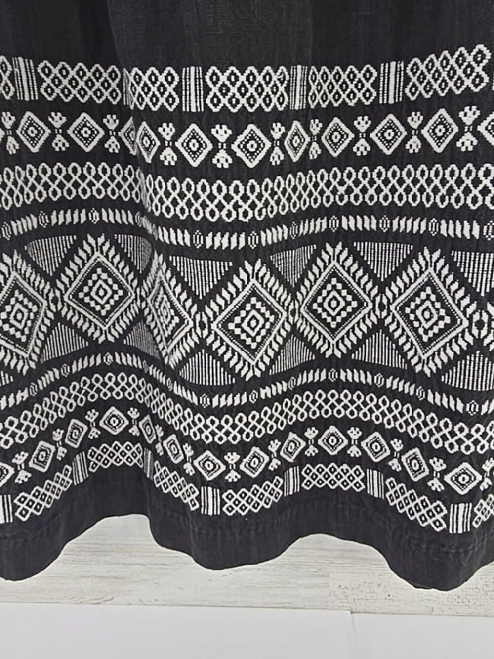 MAYA Guatemala Embroidered Black Cotton Dress Tunic SMALL Boho Folk Huipil Style - Picture 8 of 16